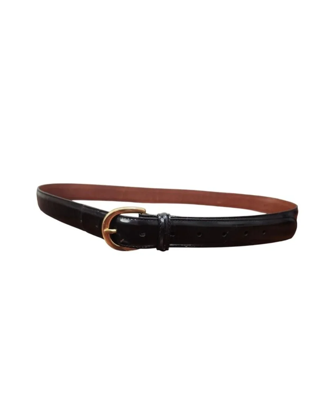 Vintage Coach 3921 Black Polished Cowhide Leather Belt Solid Brass Size 40